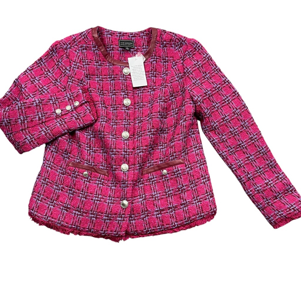 G by Giuliana Black Label Medium Pink Plaid Blazer Jacket Button Up‎
